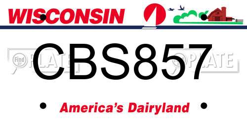 CBS857 Wisconsin License Plate