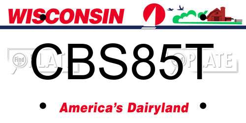 CBS85T Wisconsin License Plate