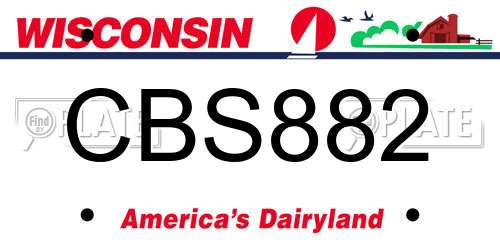 CBS882 Wisconsin License Plate