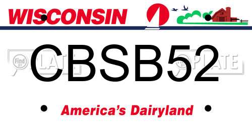 CBSB52 Wisconsin License Plate