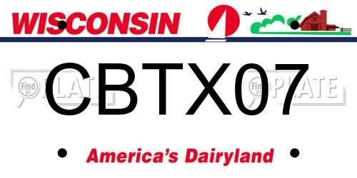 CBTX07 Wisconsin License Plate