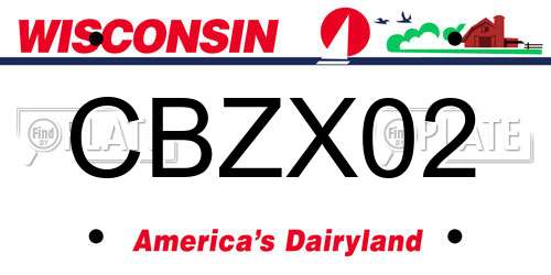 CBZX02 Wisconsin License Plate