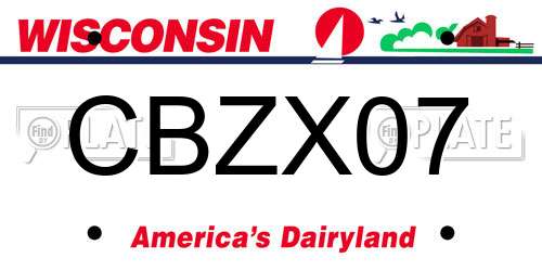 CBZX07 Wisconsin License Plate
