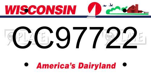 CC97722 Wisconsin License Plate