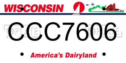 CCC7606 Wisconsin License Plate