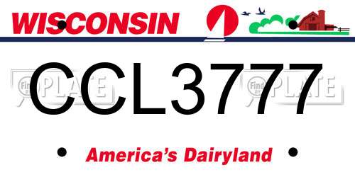 CCL3777 Wisconsin License Plate