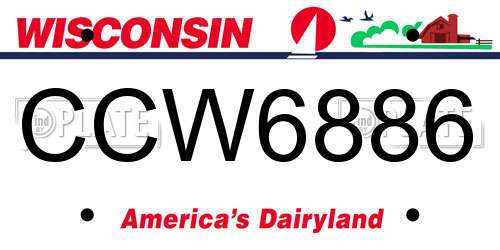 CCW6886 Wisconsin License Plate