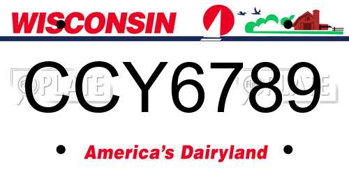 CCY6789 Wisconsin License Plate