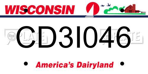 CD3I046 Wisconsin License Plate
