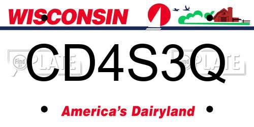 CD4S3Q Wisconsin License Plate