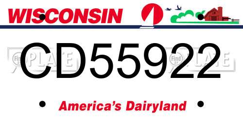 CD55922 Wisconsin License Plate