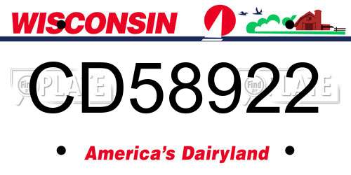 CD58922 Wisconsin License Plate