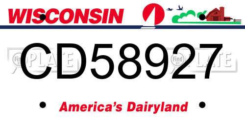 CD58927 Wisconsin License Plate