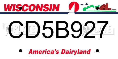 CD5B927 Wisconsin License Plate
