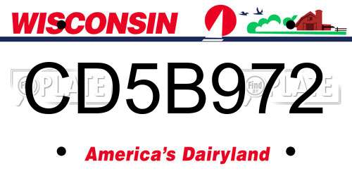 CD5B972 Wisconsin License Plate