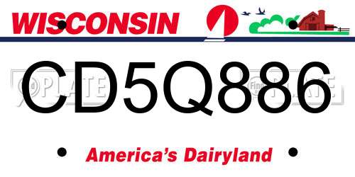 CD5Q886 Wisconsin License Plate