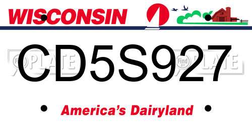 CD5S927 Wisconsin License Plate