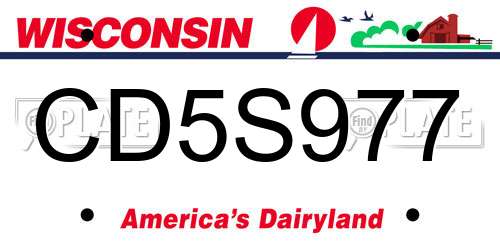 CD5S977 Wisconsin License Plate