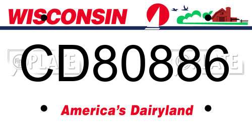 CD80886 Wisconsin License Plate