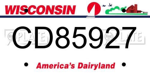CD85927 Wisconsin License Plate