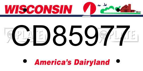 CD85977 Wisconsin License Plate