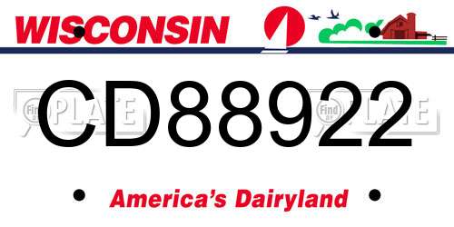 CD88922 Wisconsin License Plate
