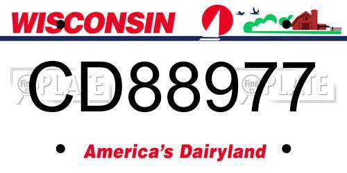 CD88977 Wisconsin License Plate