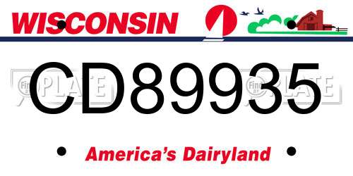 CD89935 Wisconsin License Plate