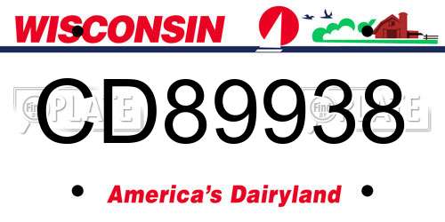 CD89938 Wisconsin License Plate