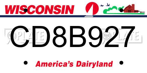 CD8B927 Wisconsin License Plate