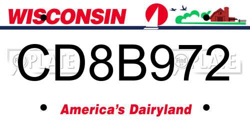 CD8B972 Wisconsin License Plate