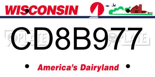 CD8B977 Wisconsin License Plate