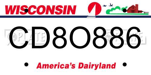 CD8O886 Wisconsin License Plate
