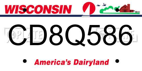 CD8Q586 Wisconsin License Plate