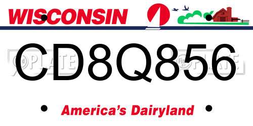 CD8Q856 Wisconsin License Plate