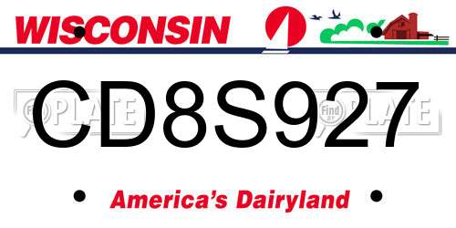 CD8S927 Wisconsin License Plate