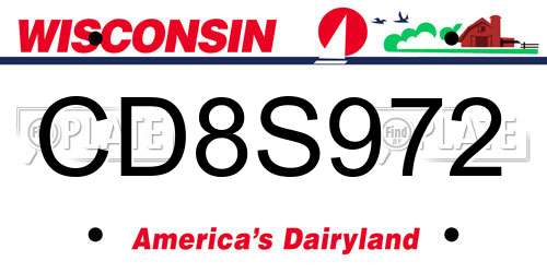 CD8S972 Wisconsin License Plate
