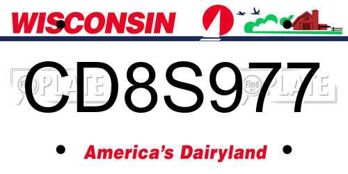 CD8S977 Wisconsin License Plate