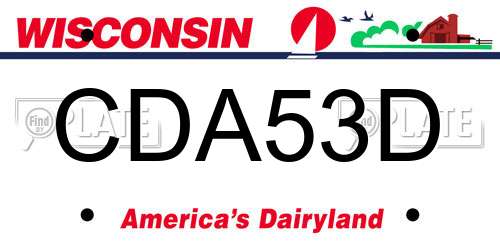 CDA53D Wisconsin License Plate