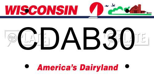 CDAB30 Wisconsin License Plate