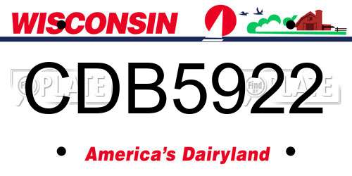 CDB5922 Wisconsin License Plate