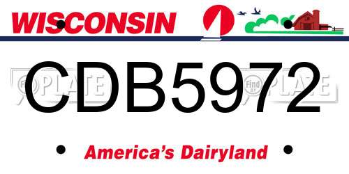 CDB5972 Wisconsin License Plate