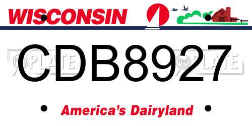 CDB8927 Wisconsin License Plate