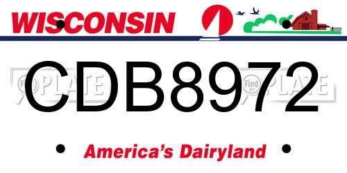 CDB8972 Wisconsin License Plate