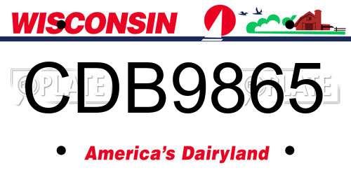 CDB9865 Wisconsin License Plate