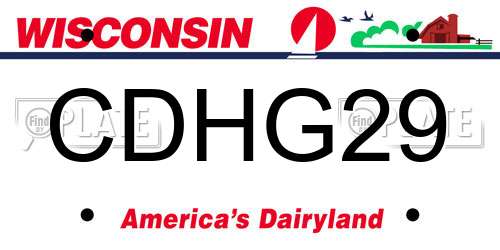 CDHG29 Wisconsin License Plate