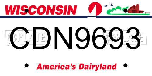 CDN9693 Wisconsin License Plate