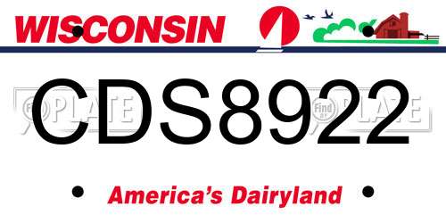 CDS8922 Wisconsin License Plate