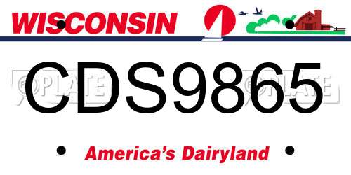CDS9865 Wisconsin License Plate