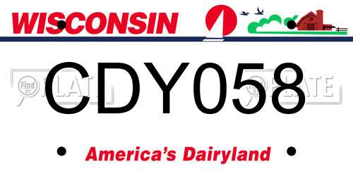 CDY058 Wisconsin License Plate